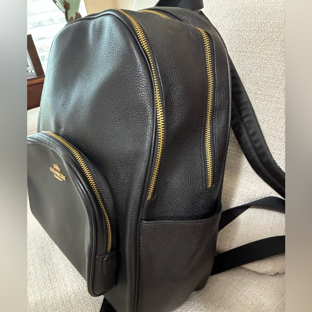Coach EUC Black Leather Court Backpack with Gold Accents - Picture 2 of 16